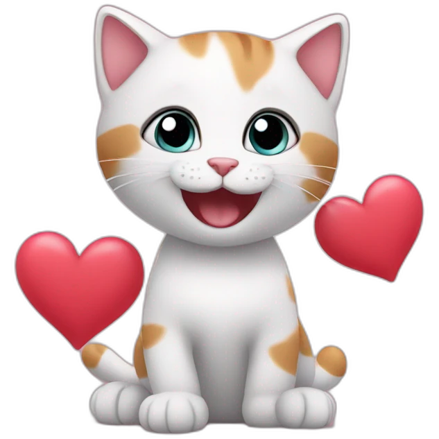 very excited kitten with hearts around  emoji