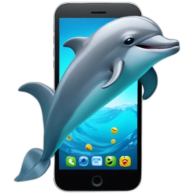 A dolphin whobplay with his smartphone emoji