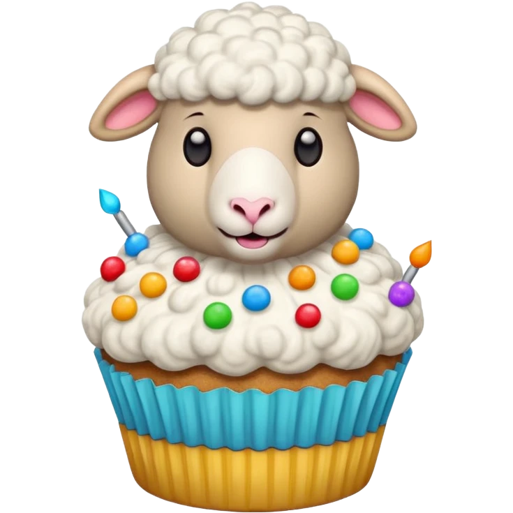 Sheep popping on the cupcake emoji