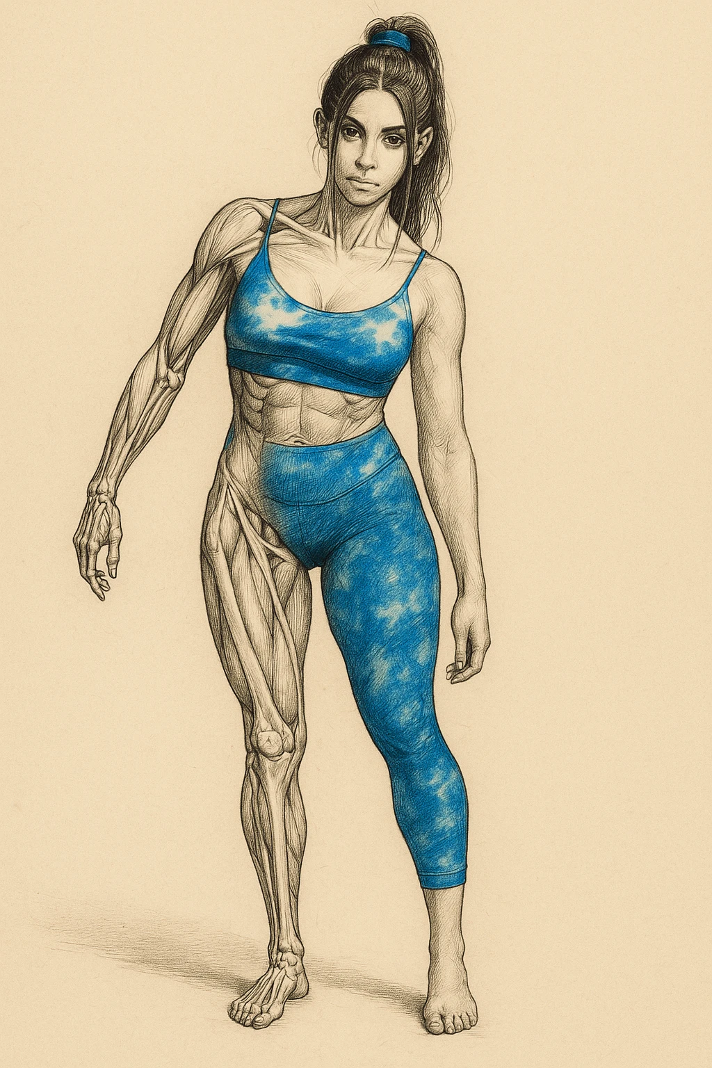 Anatomical style inspired by the photo: one leg much smaller and thinner than the other, highlighting the difference between the two legs, anatomical style, variant 3. emoji