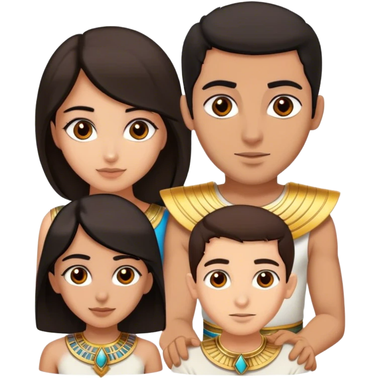 One middle eastern girl, one south Asian girl, one light skin man, one Egyptian man emoji