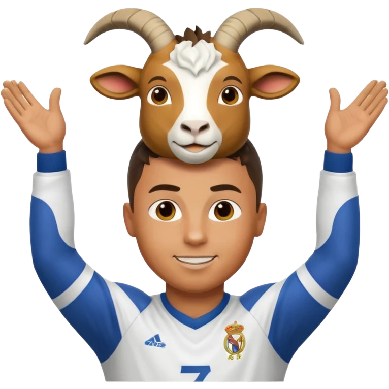 I want Ronaldo in Madrid and something over his head saying GOAT emoji