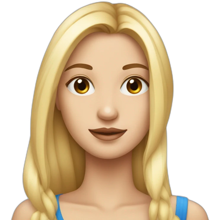 una chica rubia, pelo largo y liso, con ojos azules y piel blanca emoji