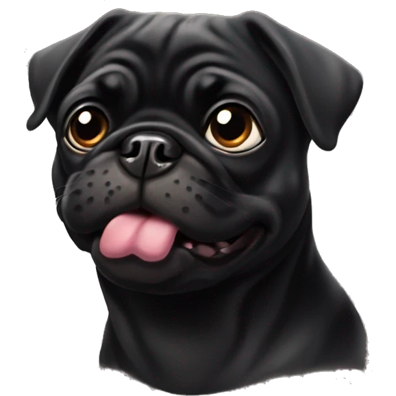 Black pug with tongue out on left side  emoji