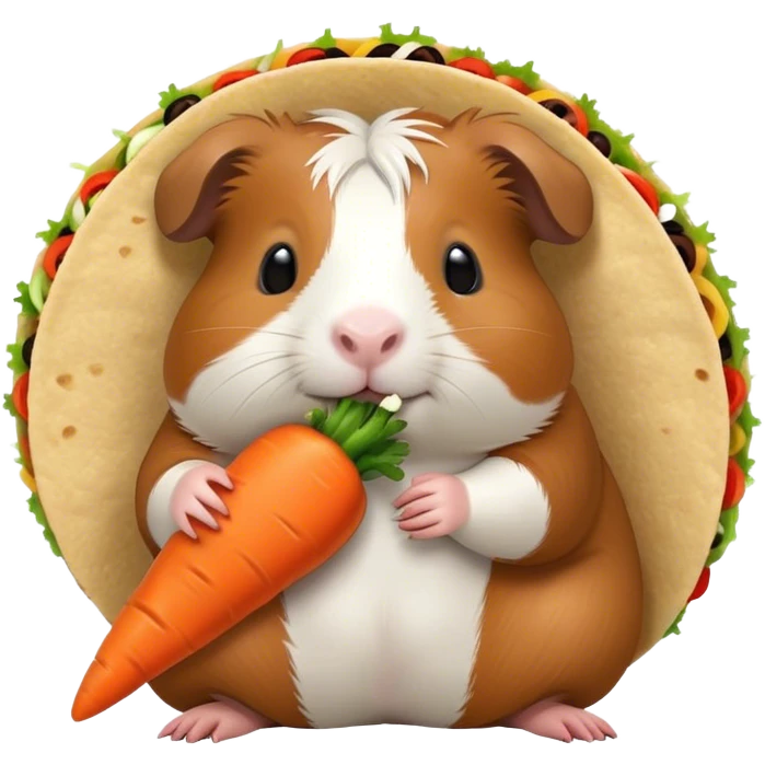 Guinea pig eating a carrot while making tacos emoji
