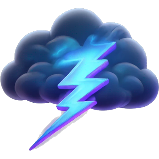 Dark iridescent cloud glowing with lightning bolts emoji