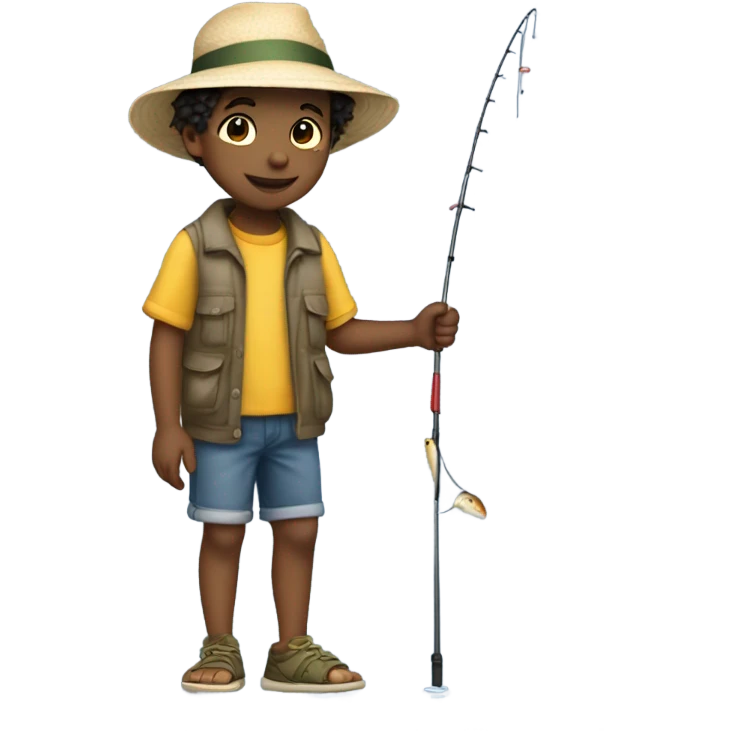 boy fishing by ocean emoji