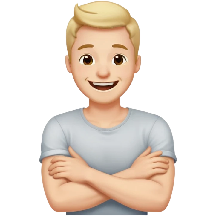 arms crossed holding neck laughing guy emoji