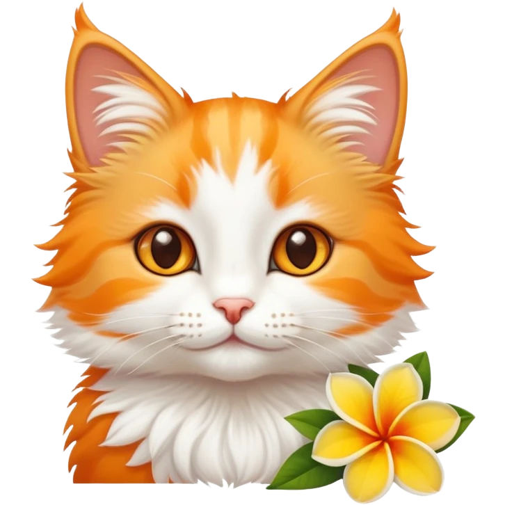A cute  little cat and frangipani emoji