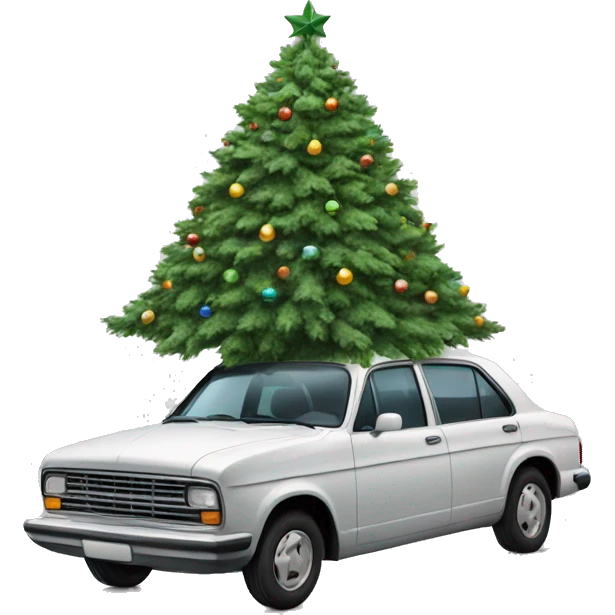 Christmas tree standing on a car emoji