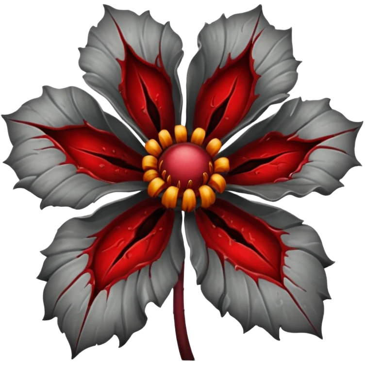 Grey creepy flower with red and blood on inside emoji