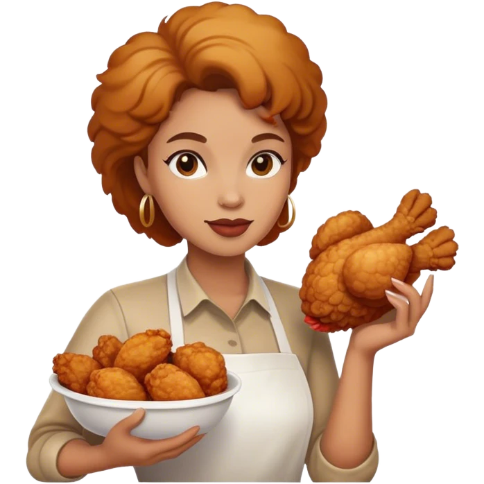 woman with fried chicken emoji