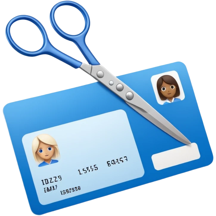 Scissors cutting ID card in half emoji