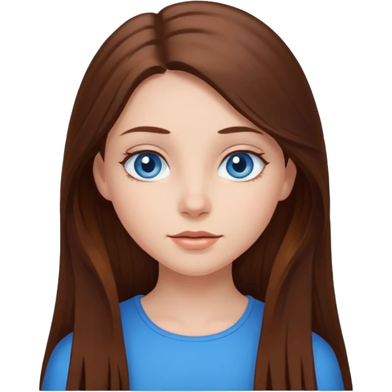 A girl with blue eyes and long brown hair emoji