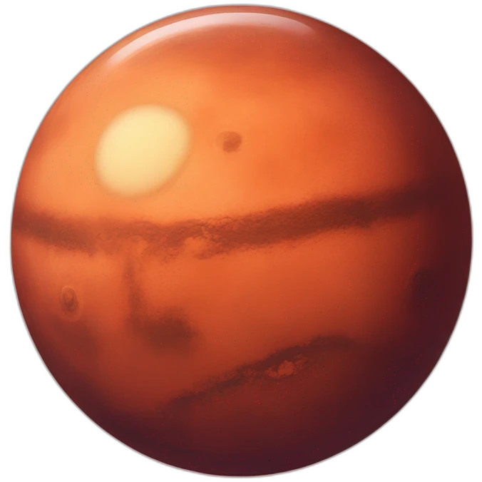 planet mars with a 😍 emoji