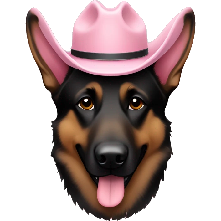 Dark German shepherd pretty light pink cowboy hat emoji