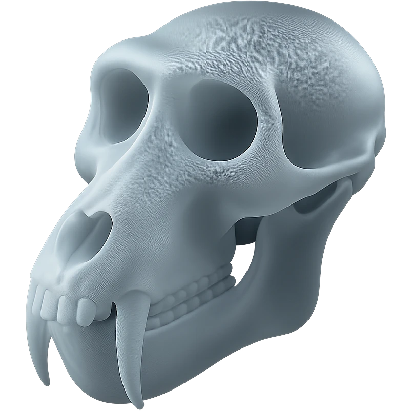 matte glass style baboon skull, hyperrealistic, shiny, on white background emoji