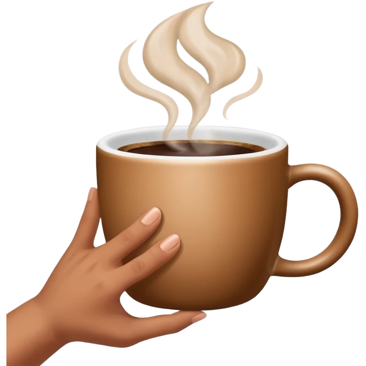 Hand holding a coffee cup emoji