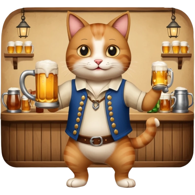Eine tanzende ein video mit einer dKatze mit einem vollem Bierkrug im wirtshaus. Mit musik emoji