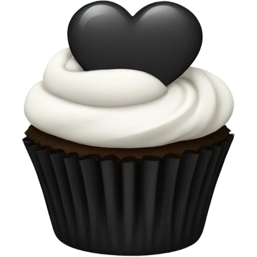 Black cupcake with white heart on top emoji
