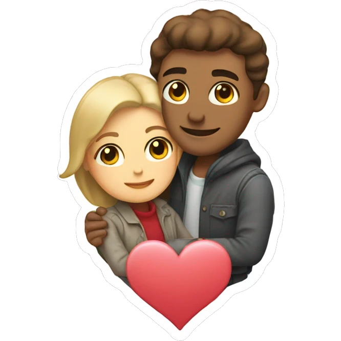 small sticker of a couple in love with a heart emoji