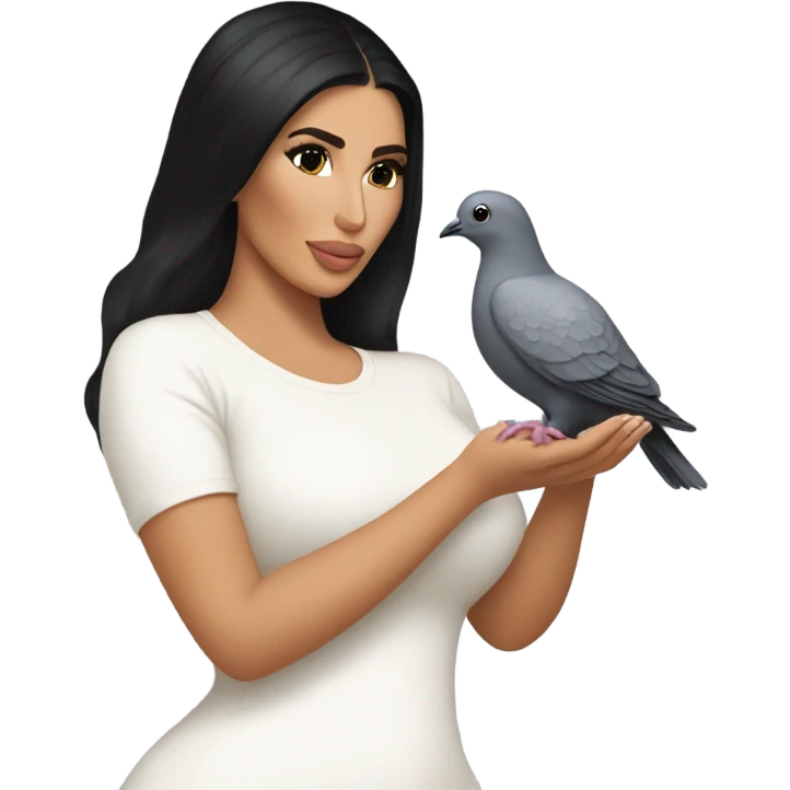 Kim Kardashian holding a pigeon  emoji
