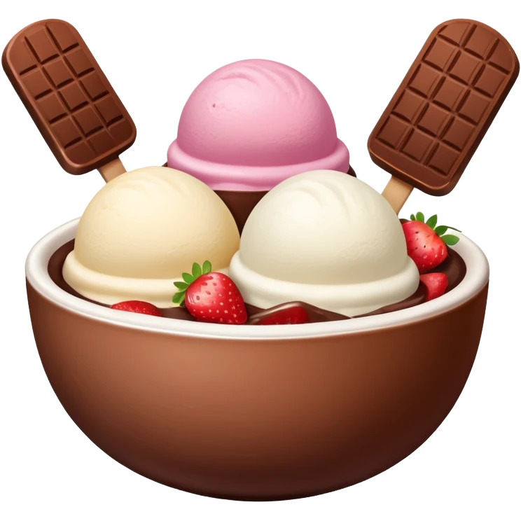 Neapolitan ice cream scoops in a bowl emoji