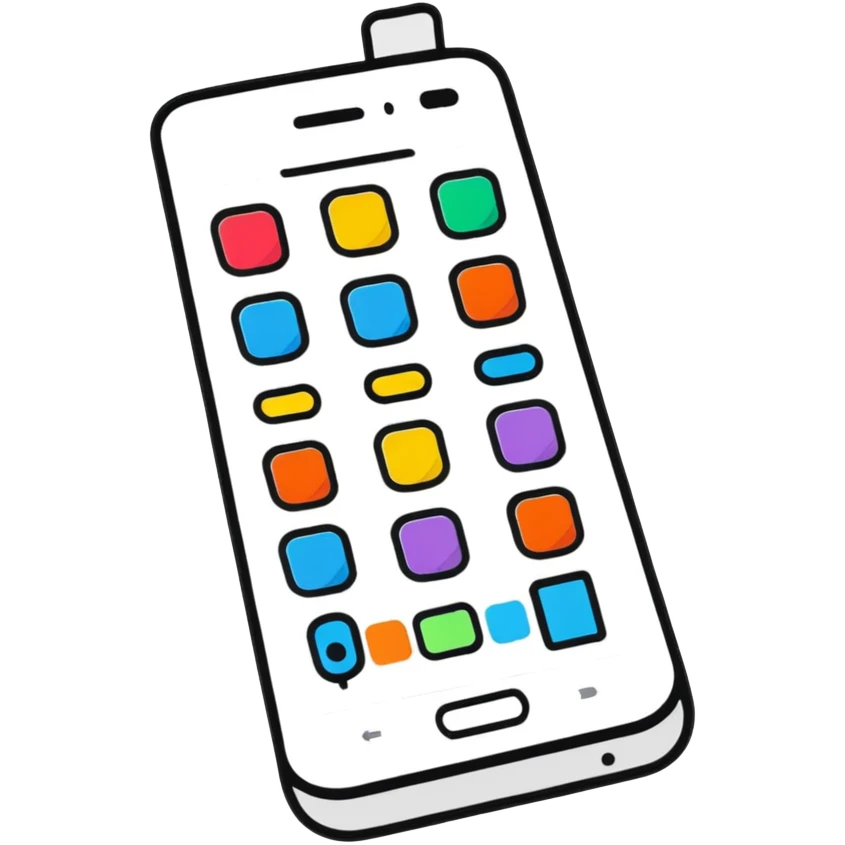 Smartphone with app store and colorful app icons emoji