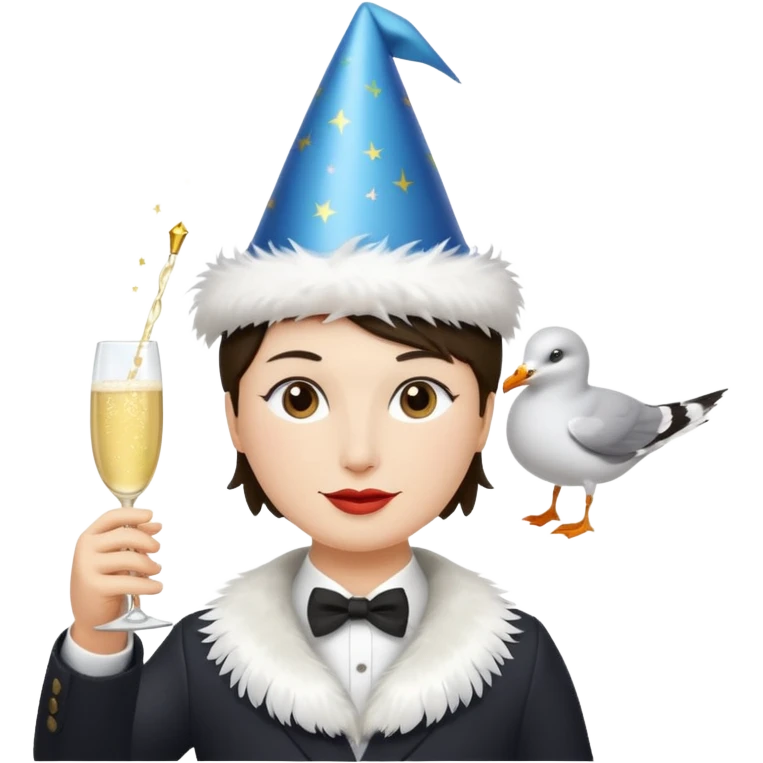 A seagull partying emoji