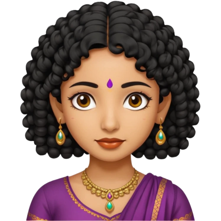 Indian fat girl south Indian curly short black hair tan skin emoji