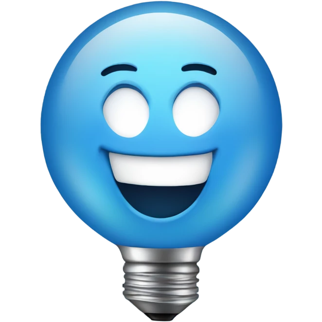 A blue bulb laughing emoji