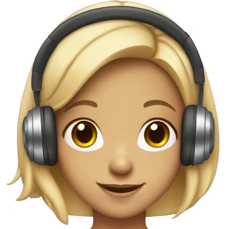 smiling girl with headphones add full lips emoji