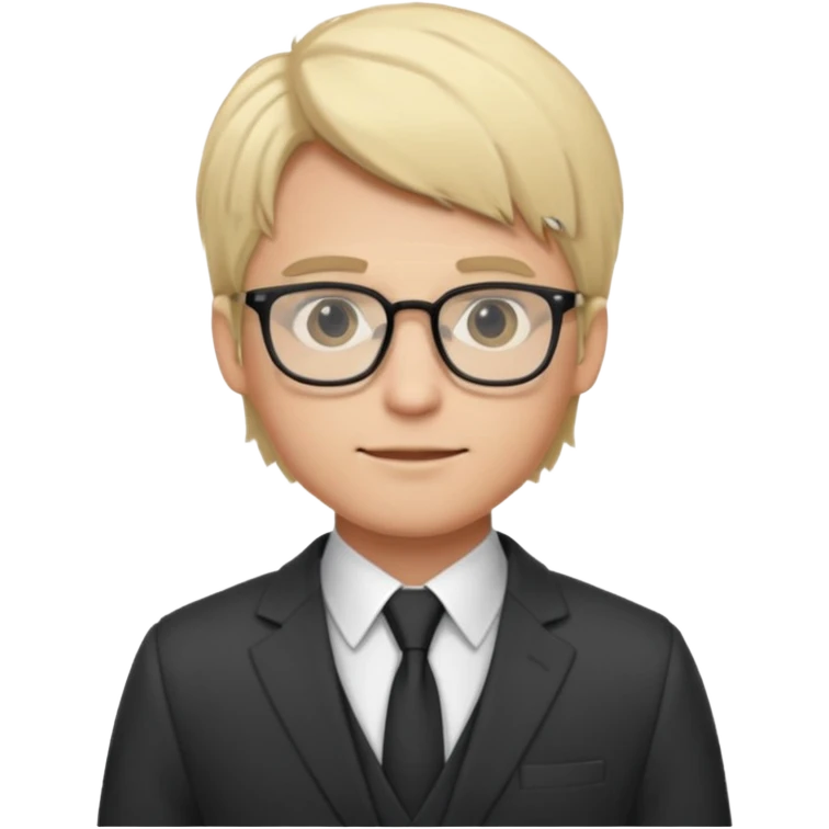 Light-haired man, with fair skin, dressed in a suit, young, with glasses, a trader, half-length shot emoji