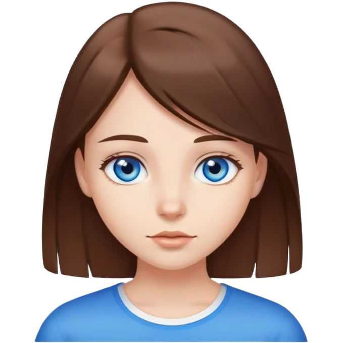 a girl with straight brown hair and blue eyes emoji