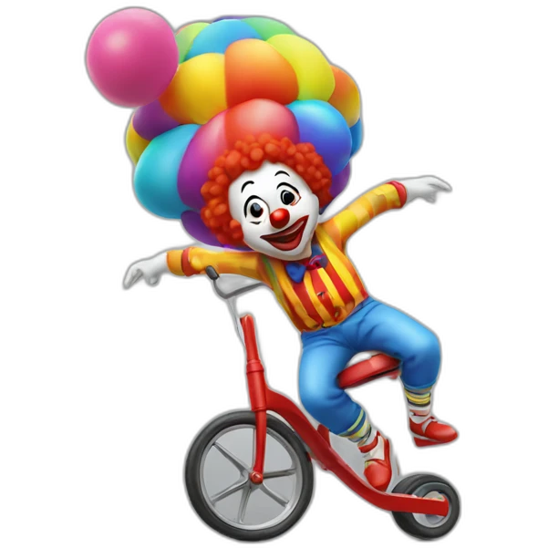clown doing a backflip over a kid on a tricycle emoji