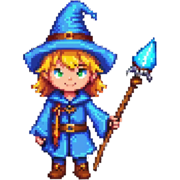 wizard kid with a pointy hat and wand emoji