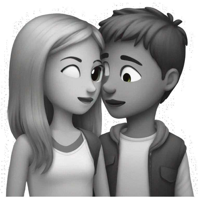 girl and boy portrait kissing emoji