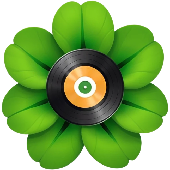 Vinyl record with a flower green point inside emoji