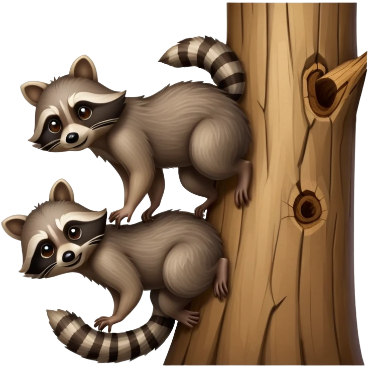Raccoons going up a tree emoji