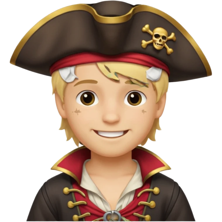 boy with blond hair that is dressed as a pirate emoji