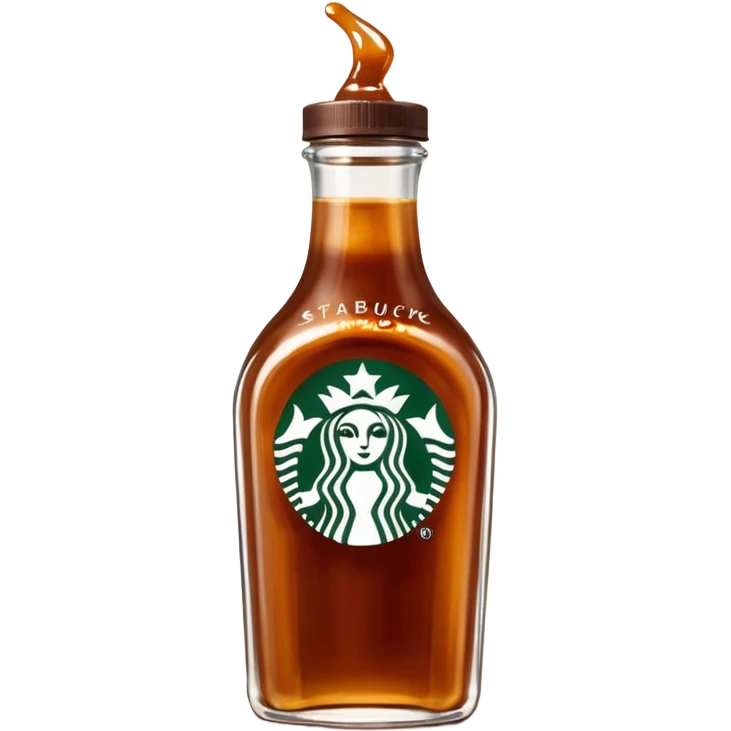 Starbucks Caramel Brûlée sauce in a Starbucks syrup bottle with Starbucks logo  emoji