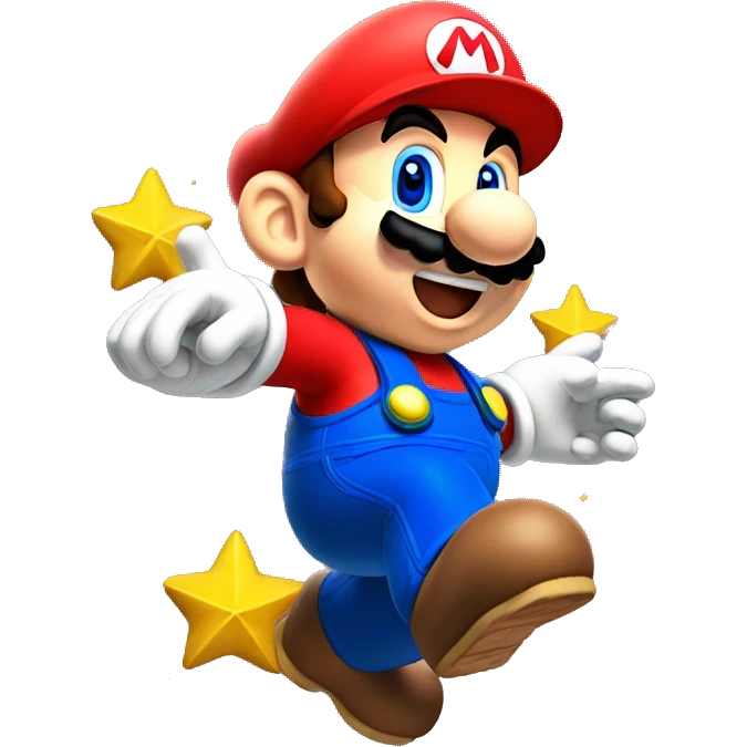Super mario catching a star emoji