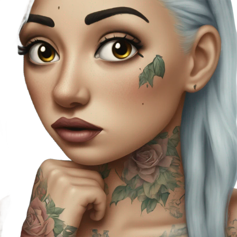 Hyper Realistic Beautiful tattooed woman crying don't go emoji