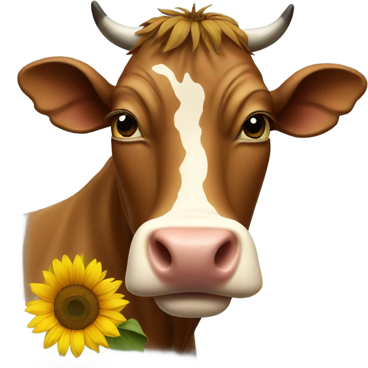 Cow with sunflowers emoji