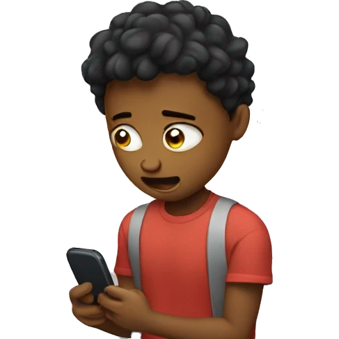 Teen crying looking at phone  emoji