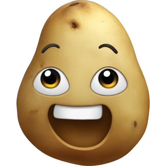Potato with a silly face emoji