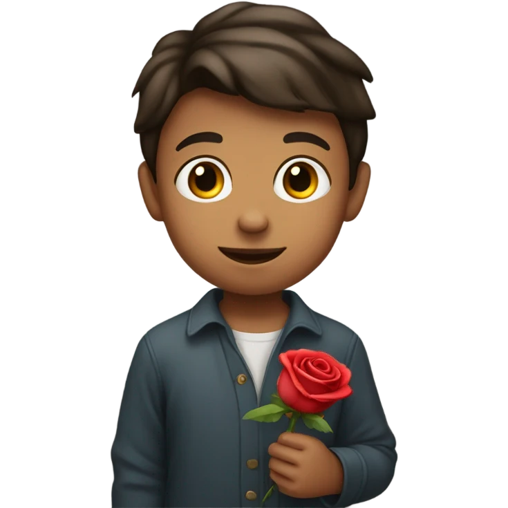 a boy with a rose emoji