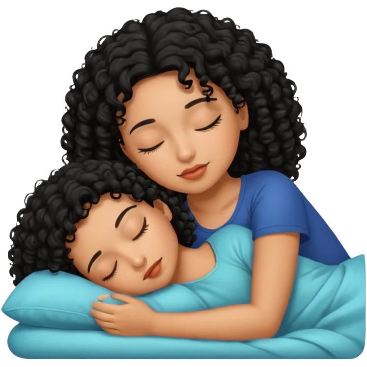 latina girl with black curly hair sleeping emoji