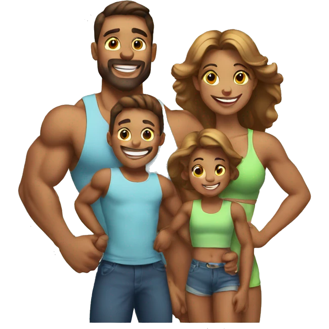 happy muscular family emoji