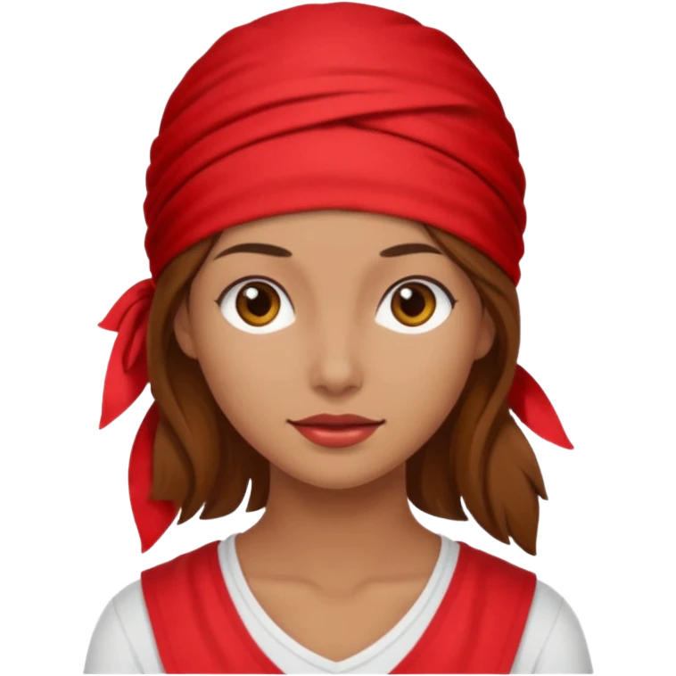 brown haired woman with wearing red bandana emoji